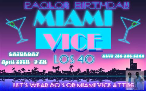 Original sound recording made by mca records, inc. Miami Vice party invitation | Miami vice party, Miami vice ...