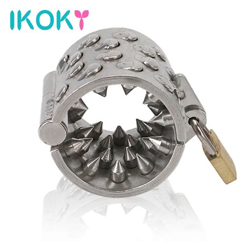 ikoky male chastity scrotum testicle stimulation cock lock sex toys for men penis ring pendant