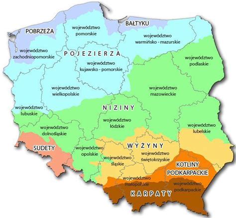 Mapa Polski Pobrzeża Pojezierza Niziny Margaret Wiegel