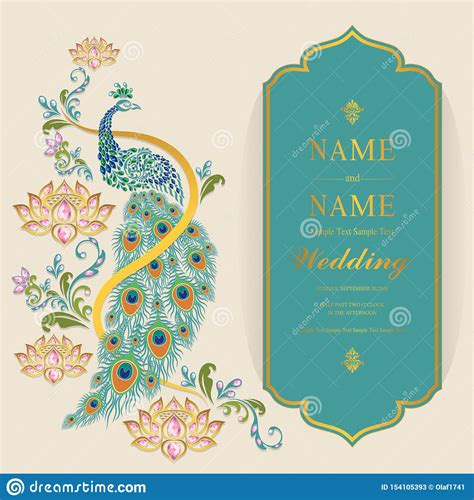 Indian Wedding Invitation Card Templates Stock Vector Illustration