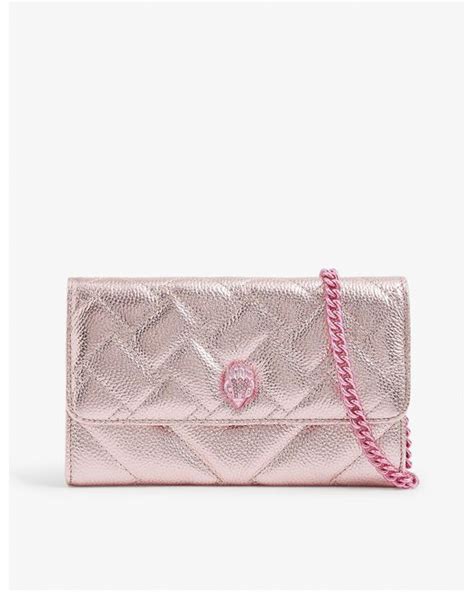 Kurt Geiger Kensington Quilted Leather Wallet On Chain In Pink Lyst