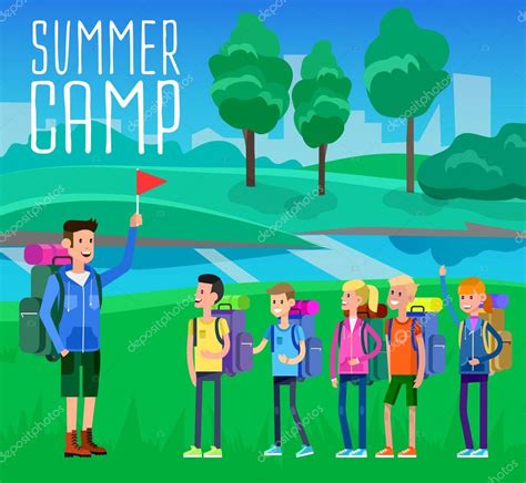 Vector Illustration Of Kids Summer Camp — Stock Vector © Merfin 118434828