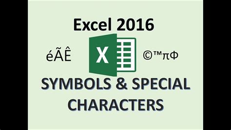Click the place in your document or message where you want the press a modifier key, or a combination of modifier keys, to see special characters or symbols you can type. Excel 2016 - Insert Symbols and Special Characters ...
