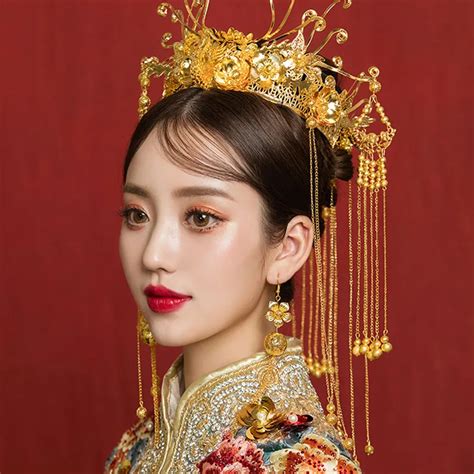 buy luxury wedding bride traditional chinese hair accessories bridal headdress