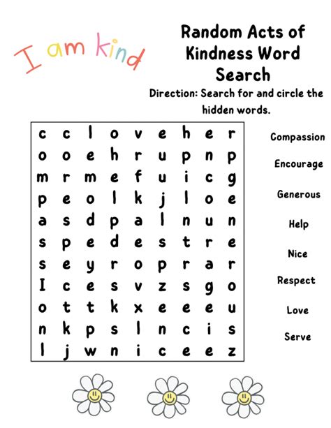12 Free Word Search Kindness Printables