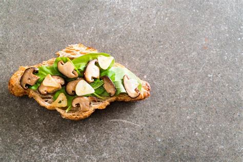 Mushroom Croissant Sandwich Stock Image Image Of Lettuce Vegan