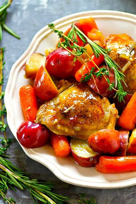 Beer Braised Chicken With Carrots And Red Potatoes Recipe Beer