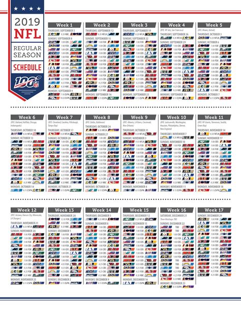 Printable Nfl Schedule All Teams Customize And Print