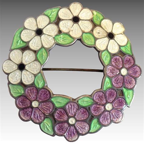 English Suffergette Enamel Wreath Of Flowers Pin C 1910 Suffragette Jewellery Suffragette