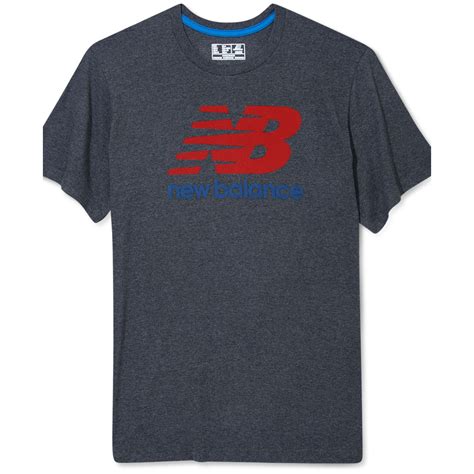 New Balance Graphic Logo T Shirt In Heather Charcoalred Gray For Men
