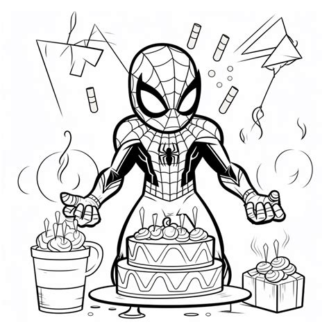 Darmowa Kolorowanka Do Pobrania Spider Man Z Tortem Urodzinowym