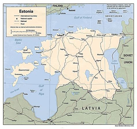 Detailed Political Map Of Estonia With Roads And Major Cities Vidiani