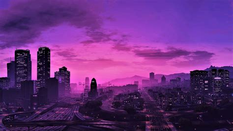 Purple Skyline Background Kopi Anget