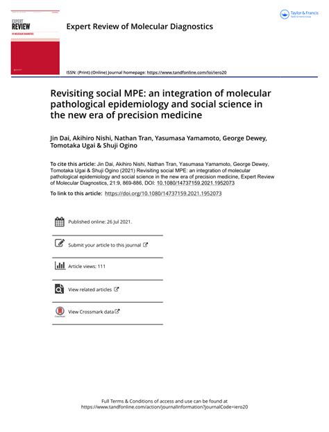 Pdf Revisiting Social Mpe An Integration Of Molecular Pathological