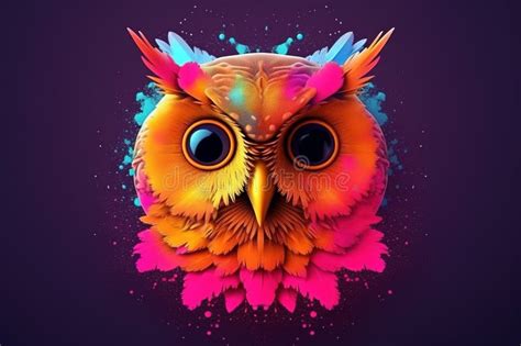 Image Of An Colorful Owl Head On A Clean Background Birds Wildlife