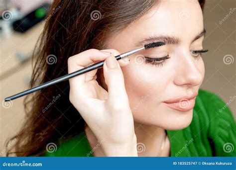 Eyebrow Makeup Of Woman By Brush Stock Image Image Of Artist Brush