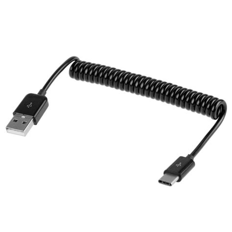 USB Auf Type C Spiral Ladekabel Datenkabel 30 100 Cm Schwarz EBay