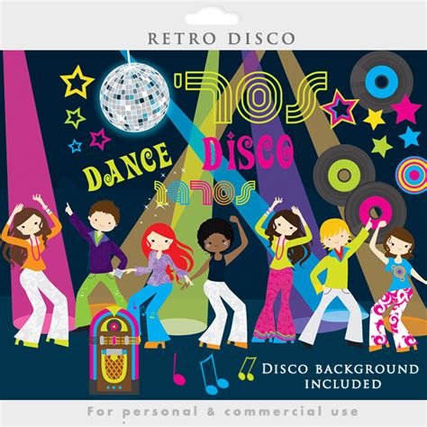 Disco Clipart Retro Clip Art Dancing Vintage Jukebox Albums Etsy