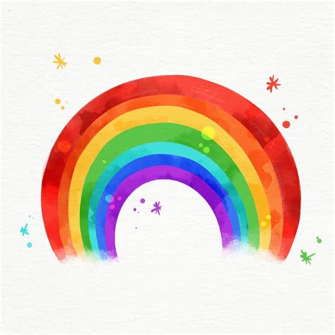 Vibrant Watercolor Rainbow Illustrated Free Vector