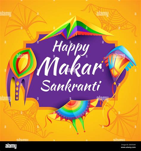 Feliz Makar Sankranti Hinduismo Festival De Religión Con Color Papel