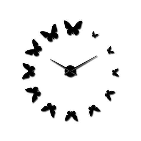 Diy Giant Wall Clock 3d Butterfly Mirror Large Numer Wall Clock Sticker