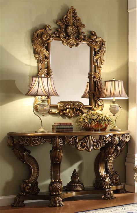 Wicker furniture is a great way to provide seating in victorian interiors. Homey Design HD-8008 Victorian Palace Entrance Table