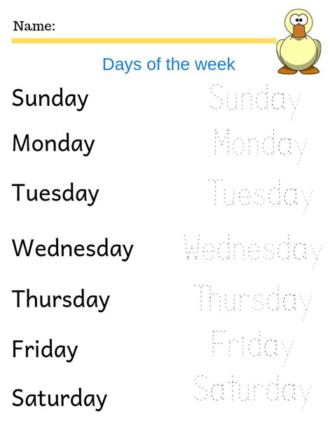 Days Of The Week Free Printables English Worksheets For Kindergarten