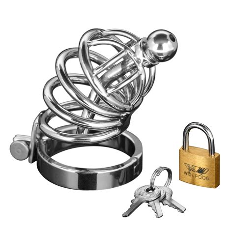 Asylum 4 Ring Chastity Cage Urethral Plug Sm