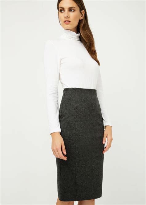 Dark Grey High Waist Fitted Pencil Skirt Modli