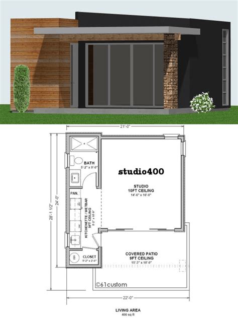 Studio400 Tiny Guest House Plan 61custom Contemporary