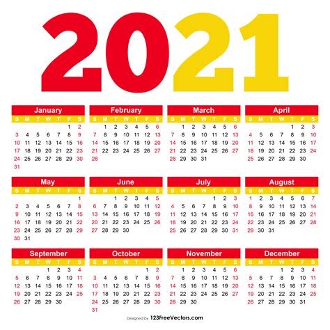 123freevectors 2021 Calendar To Plan Every Month Of 2021 Available Here