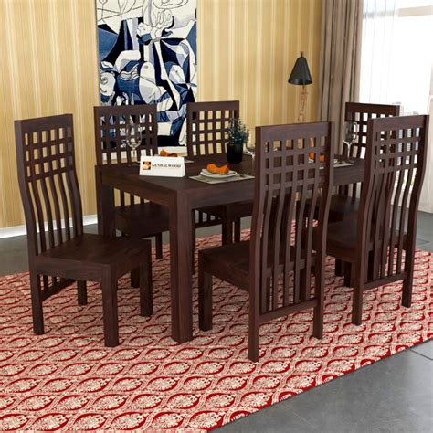 Kendalwood™ Furniture Sheesham Wood Dining Table With 6 Chairs Walnut