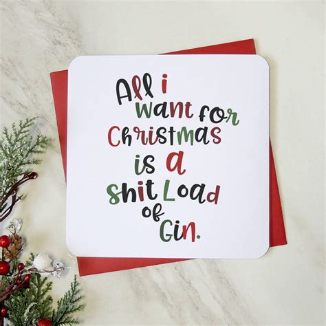 All I Want For Christmas Is Gin Funny Card By Parsy Card Co