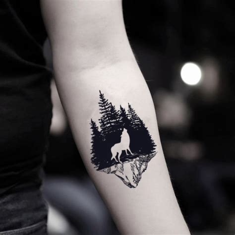 wolf forest temporary tattoo sticker set of 2 wolf tattoos for women tattoos for guys