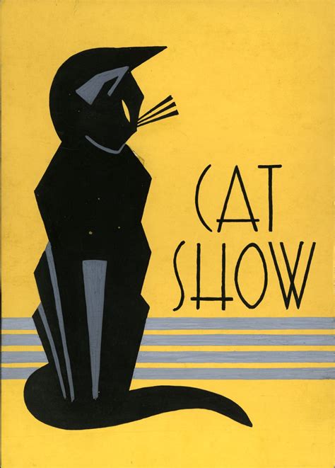 1930s Art Deco Stylized Cat Gouache Illustration Art Deco Posters