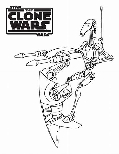 Wars Coloring Battle Droid Droids Clone Drawing