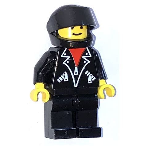 Lego Male Leather Jacket With Zippers Black Helmet Black Visor Town