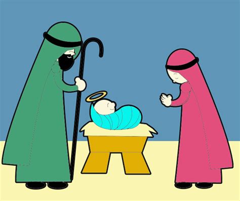 How To Draw Cartoon Nativity Scene With Baby Jesus In Manger With Mary