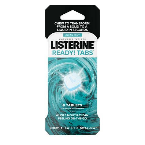 listerine ready tabs chewable tablets with clean mint flavor revolutionary 4 hour fresh breath