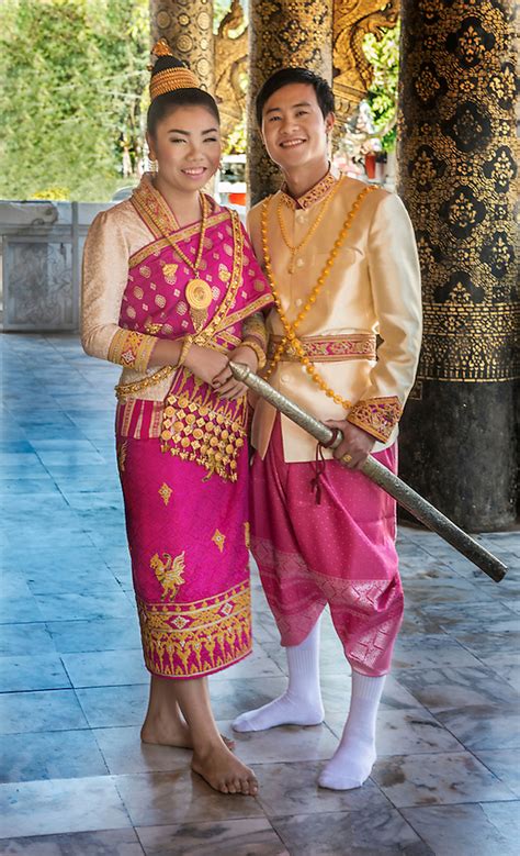 Lao Wedding Couple In Traditional Dress Phil Haber Photography