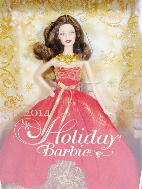Nrfb 2014 Holiday Christmas Brunette Barbie Doll Collector Mattel Inc Fast Free Ship