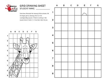Giraffe Grid Drawing Worksheet For Middle High Grades By Messyartteacher