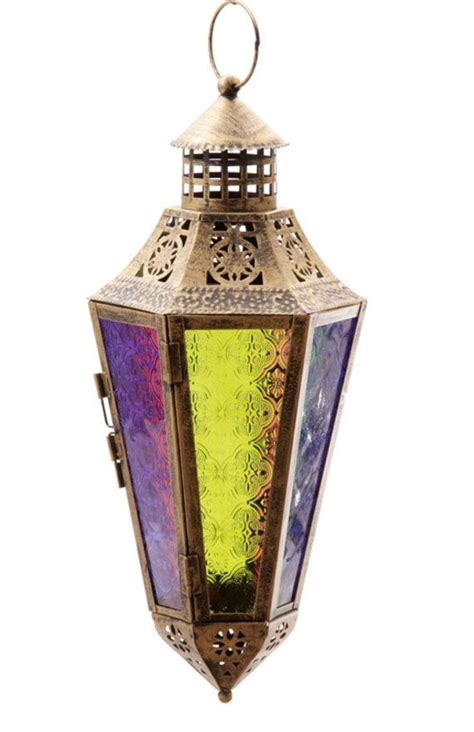 Moroccan Style Hanging Lantern With Coloured By Mastabagallery