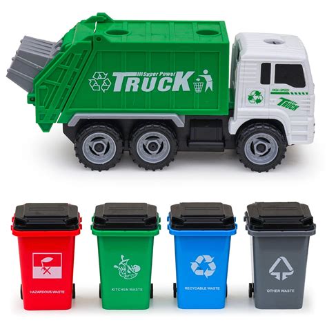 Friction Powered Garbage Truck Toy For Kids Waste Management Dump