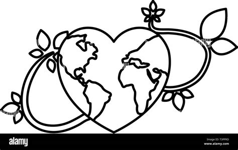 World Shaped Heart Branches Happy Earth Day Vector Illustration Stock Vector Image And Art Alamy