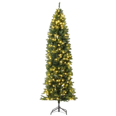 Homcom Pre Lit Slim Fir Artificial Christmas Tree With 1075 Tips And