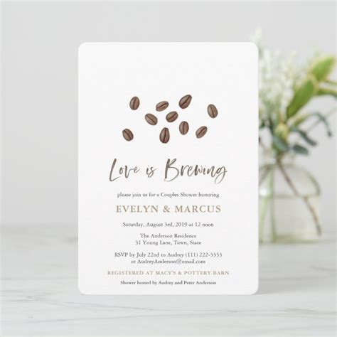 Love Is Brewing Sophisticated Coffee Bridal Shower Invitation Zazzle