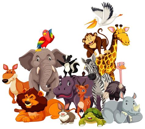 Group Of Wild Animal Cartoon Characters 1235848 Vector Art At Vecteezy