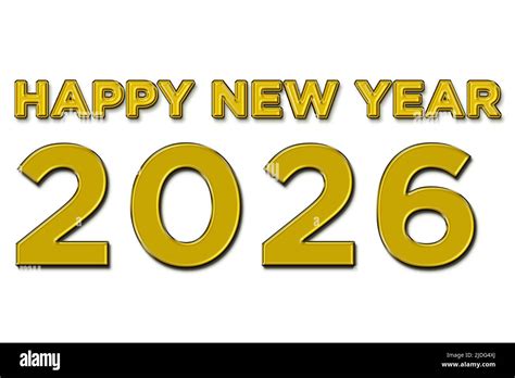 Happy New Year 2026 Illustration In Yellow Color Text On White