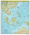 Large scale political map of Southeast Asia with relief, capitals and ...